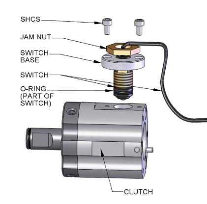 3.0 MAINTENANCE 3.1 REPLACEMENT / ADJUSTEMENT OF CLUTCH LIMIT SWITCH Feed wires of switch through center holes of switch base and jam nut as shown in exploded view.