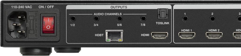 Press this button and then press one of the input buttons (1-7) to select the audio input. Use the Web GUI or RS-232 / IP commands for full control.
