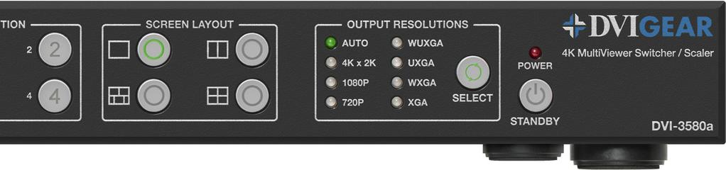 4K MultiViewer Switcher / Scaler Quick Start Guide 5 6 7 8 15 19 20 21 17 Rear Panel Layout 18 22 9. 100~240 VAC Input Connect the included AC power cord to this receptacle. 10. Master Power Switch Turns the device ON / OFF.