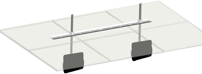 The Ceiling Rail is an aluminium profile that is placed on beams in the ceiling with clamps to hold the tubes of the Notes hanging from the profile.