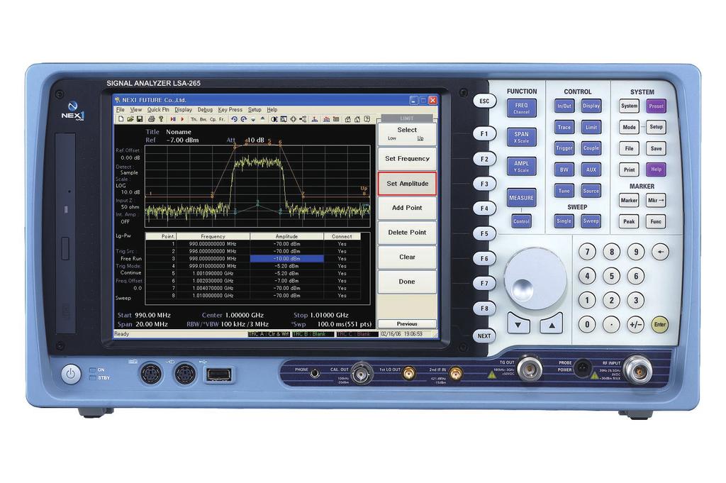 /LSA-132/LSA-265 NEX1 FUTURE s LSA Signal Analyzers based on the newest digital signal processing technology enable precise measurements of wide band modulation signals and delicate signals of low