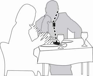 IN A CAFÉ OR RESTAURANT Intimate conversation in a café or busy restaurant Place the Microphone on the table close to your companion and select the Zoom mode for relaxed conversation, despite any