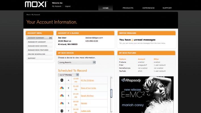 Moxi.com To access your Moxi user account, go to the same Website you used for registration: moxi.com. You can change any of the information associated with your account there.