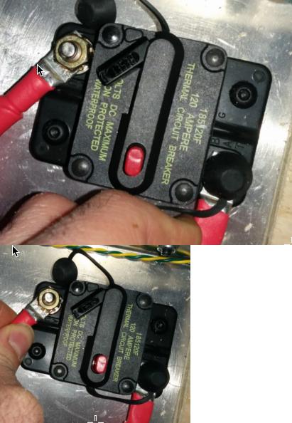 120 Amp circuit breaker Apply a twisting force onto the cable to rotate the harness. If you are successful then the screw is not tight enough.