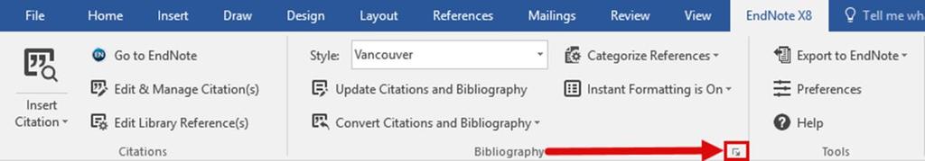 EndNote X8 Guided Tour: Windows Page 40 The Configure Bibliography dialog contains many options for changing the format of the bibliography.