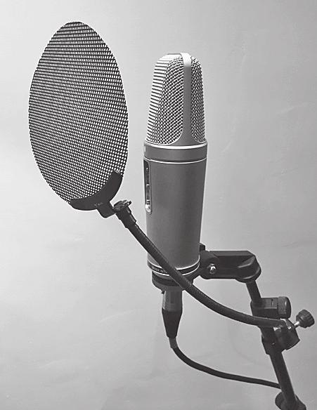 2017 VET MUSIC INDUSTRY SP EXAM 6 Question 3 (3 marks) a. Name the accessory in front of the microphone shown in the image above. 1 mark b. Identify a situation where the accessory named in part a.