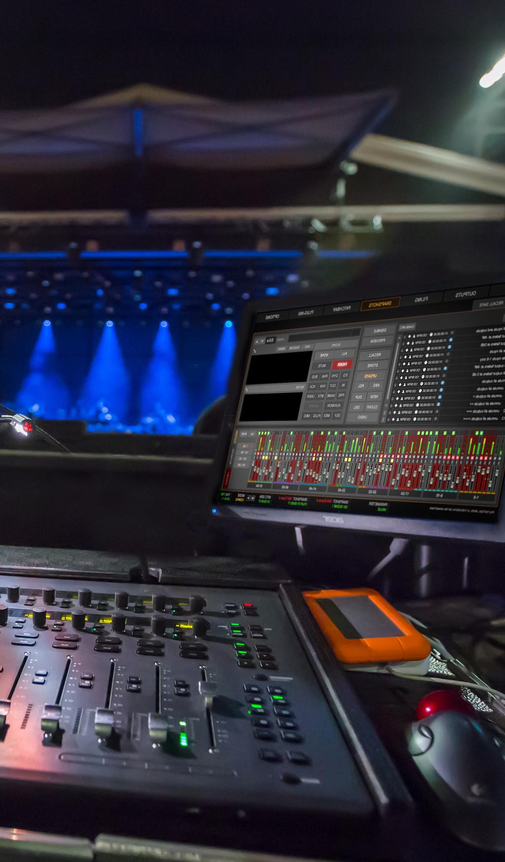 Manage the show and take it to go Mix intuitively with intelligent interfaces VENUE software serves as mission control of your entire system, giving you quick access to features and controls by