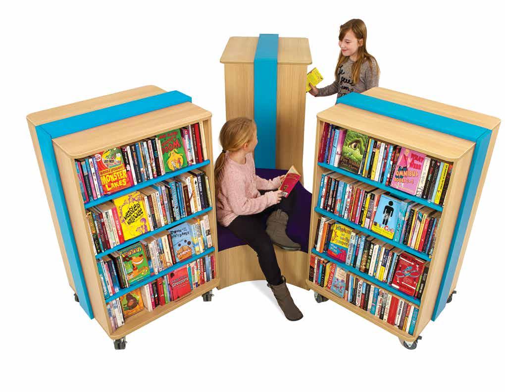 Mobile Bookcases Mobile shelving and seating that can transform any library space, large or small.