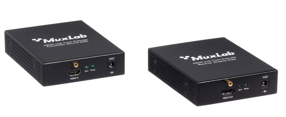 HDMI Solutions HDMI over Coax Extender (500465) Supports HDMI over one RG59 coax cable Up to 250 ft (76m) at 1080p Up to 500 ft (152m) at 1080i/720p TX: