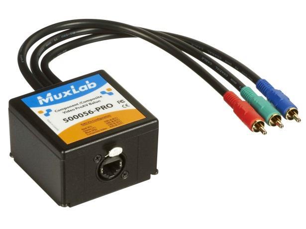 Pro-AV Solutions Component-Composite Video ProAV Balun (500056-Pro) Supports 1080i/p up to 500 ft (152m) via Cat5e/6 Supports composite video on fourth twisted pair