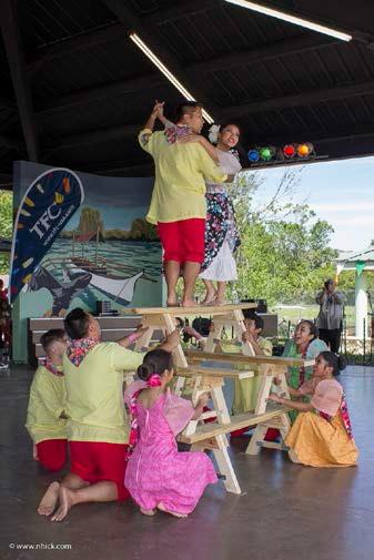 Dancers imitate the tikling bird's legendary grace and speed by skillfully maneuvering between clapping bamboo poles.