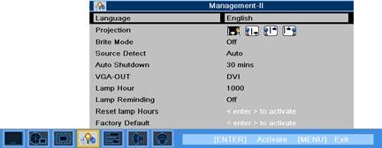 User Controls Management-II Language Choose the multilingual OSD menu. Use the or key to select your preferred language. Press Enter to finalize the selection.
