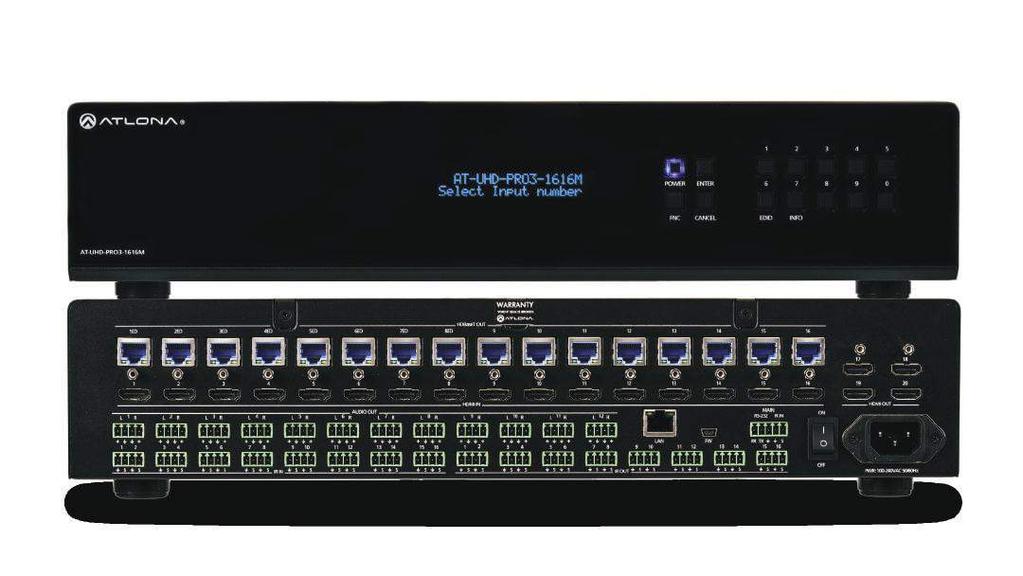 switchers Atlona UHD-PRO3 Matrix Switcher Series The Atlona UHD-PRO3 Series features HDMI matrix switching that harnesses the powerful capabilities of long-and extended-distance HDBaseT technology.