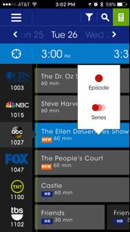 MANAGE AND SCHEDULE RECORDINGS Record a show Once you have installed the TDS Companion App and have paired it to your TV receivers, you can use the app to schedule your recordings from anywhere you