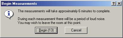 The following dialogue box warns you that the existing measurements will be overwritten: Click the OK button to proceed with the measurement.