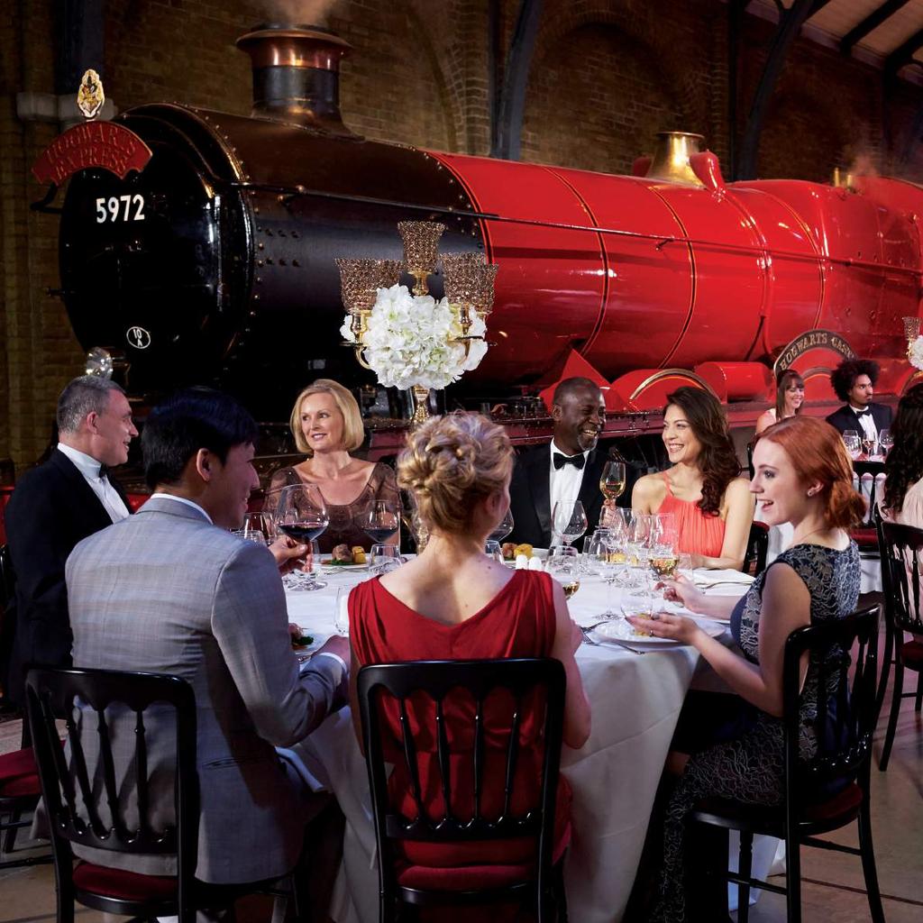 Dinner on Platform 9 ¾ Begin your experience by welcoming guests with a reception in the Hogwarts Great Hall or in the shadow of popular sets such as the Ministry of Magic, Dumbledore s office or the