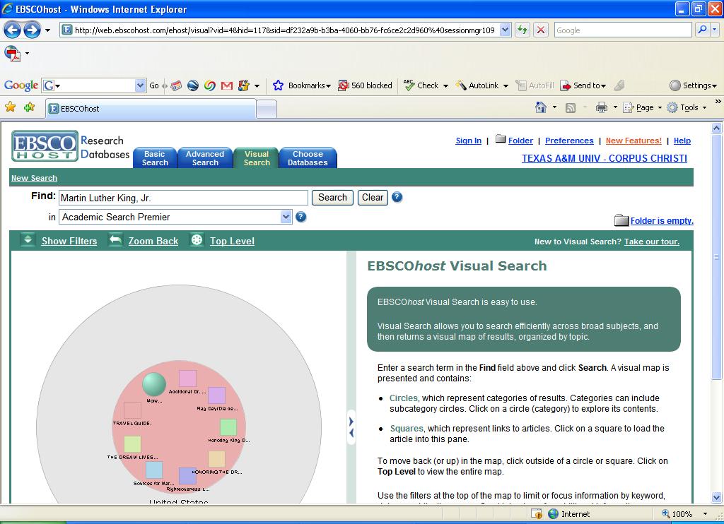 Academic Search Premier (Journal Articles) One recent feature that Academic Search Premier has added is Visual Search.