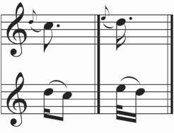 The appoggiatura is a step above or below (mostly above) the harmony note and sounds dissonant against the chord.