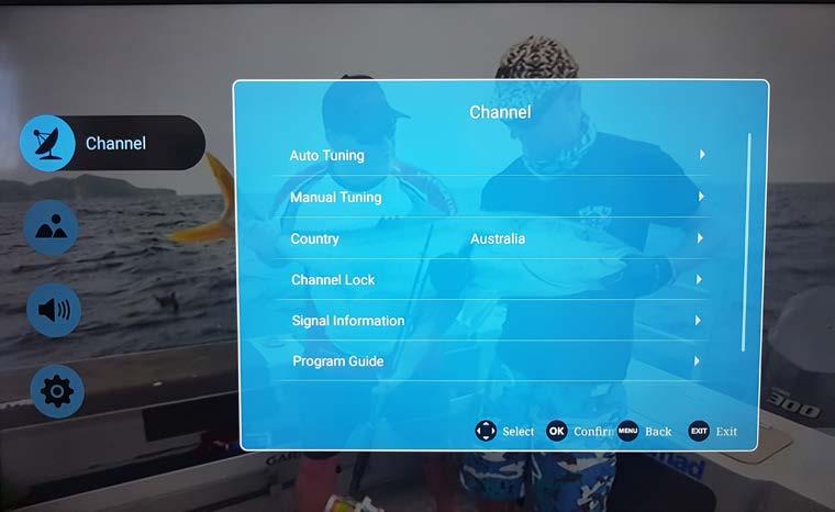 TUNING YOUR TV AUTO TUNING YOUR TV: Press the MENU button for the below menu to appear.