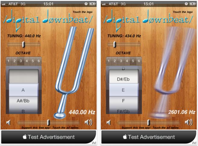Tuning Fork by Digital Downbeat (free, Mac Only) - Many different Tuning Forks in the Android App Market - 6 octaves of pitches - hertz control down to.