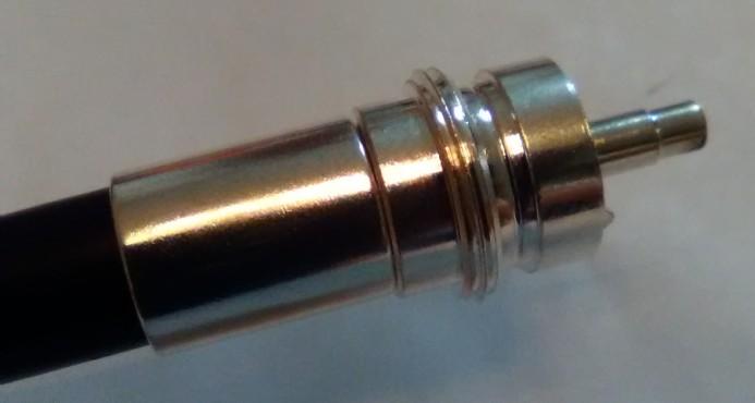 crimp sleeve is flush with the connector shaft.