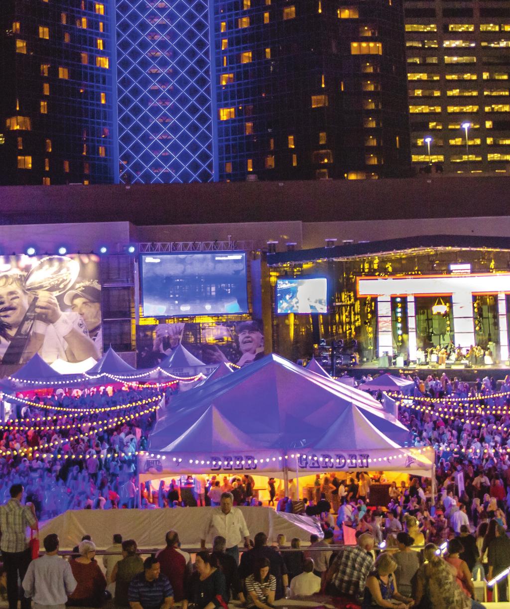 Due to curfew regulations, all music and entertainment in Champions Square must cease by 10:30 PM Sunday - Thursday and 11:00 PM Friday - Saturday.