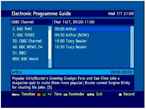Guides (EPG) The PVR comes with 2 fully featured electronic programme guides (EPG) to give you immediate access to all the programmes without the need for an old fashioned printed TV guide.