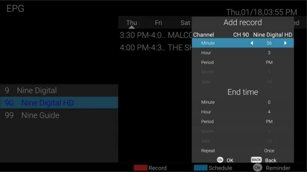 DTV EPG (Electronic Program Guide) In DTV mode, press the GUIDE button to enter the electronic program guide.
