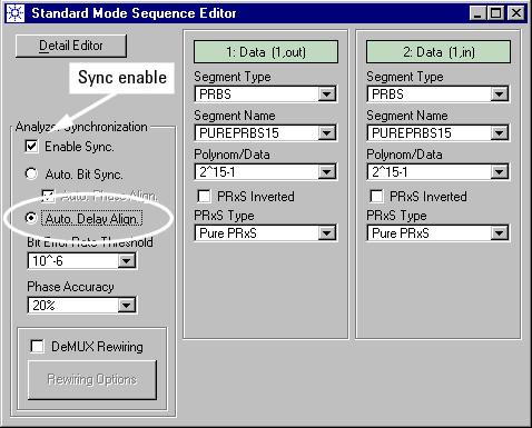 Using Events on a Single ParBERT System Test Setup Creating the Test Sequence The sequence of generated and expected data can be specified with one of three available sequence editors.