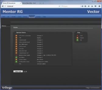 Configuration and Control The Mentor RG can be configured from the front panel, which features an alarm bar, or from the built-in Vector web browser application.