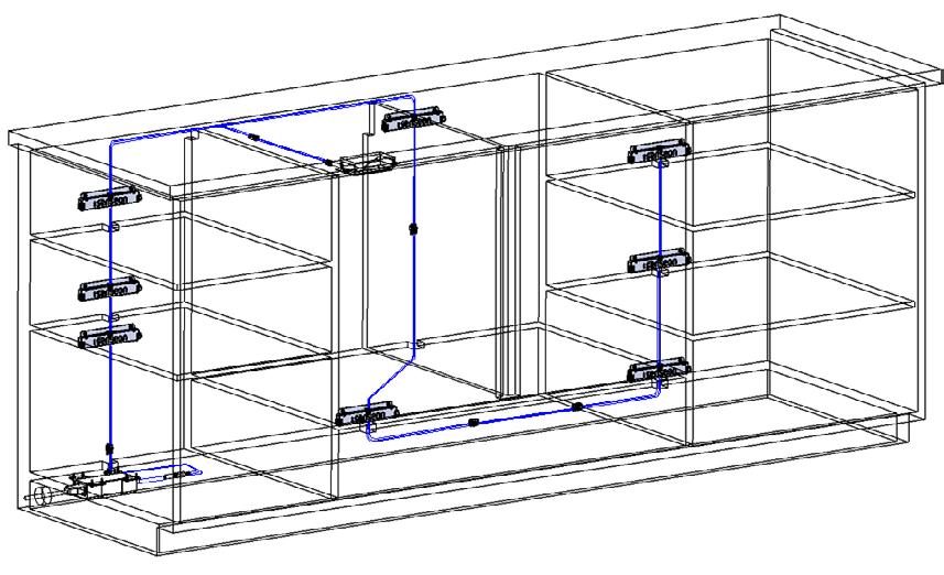 Figure 5.6: Complete cabinet assembly using both top link and bottom link cables (locks not displayed) 5.