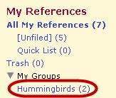 Give the group a name and click OK. To add references to your group: 4. Click the My References tab. 5.