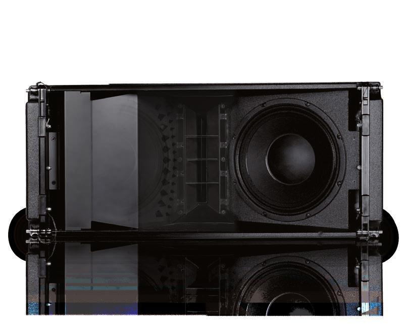 Woofers The two premium 10 neodymium transducers, positioned in a V form and sealed in a bass reflex enclosure, have been custom-designed to improve efficiency.