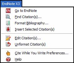 If Cite While You Write commands do not appear in Microsoft Word or OpenOffice.org Writer, repair the EndNote installation: 1.