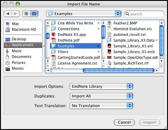 2. From the File menu, choose Import. the Macintosh Import dialog the Windows Import dialog 3.
