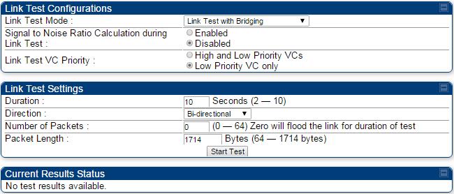 Chapter 8: Tools Using the Link Capacity Test tool Link Capacity Test page of BHM/BHS/SM The Link Capacity Test page of BHM/BHS is explained in Table 175.