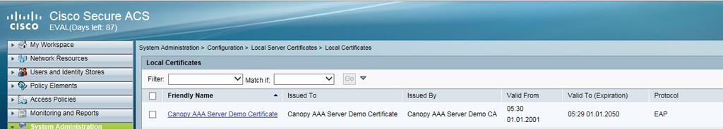der Installing Server Certificate After installing trusted CA, you need to add a server certificate which