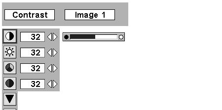 VIDEO INPUT IMAGE LEVEL ADJUSTMENT Press MENU button and ON-SCREEN MENU will appear. Press POINT LEFT/RIGHT button(s) to move a red frame pointer to IMAGE ADJUST Menu icon.