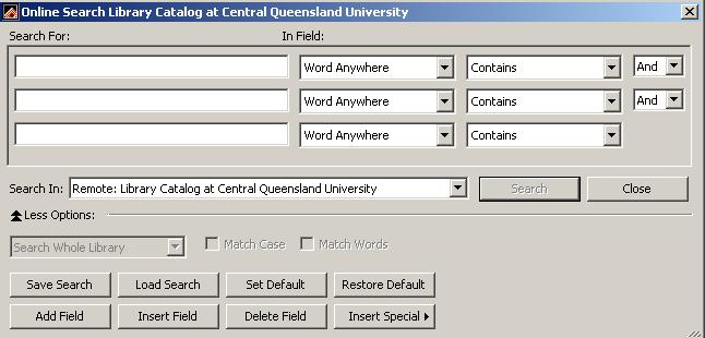 Browse down the list of databases until you find the connection file which you downloaded (Central_Qld_Uni2.enz).