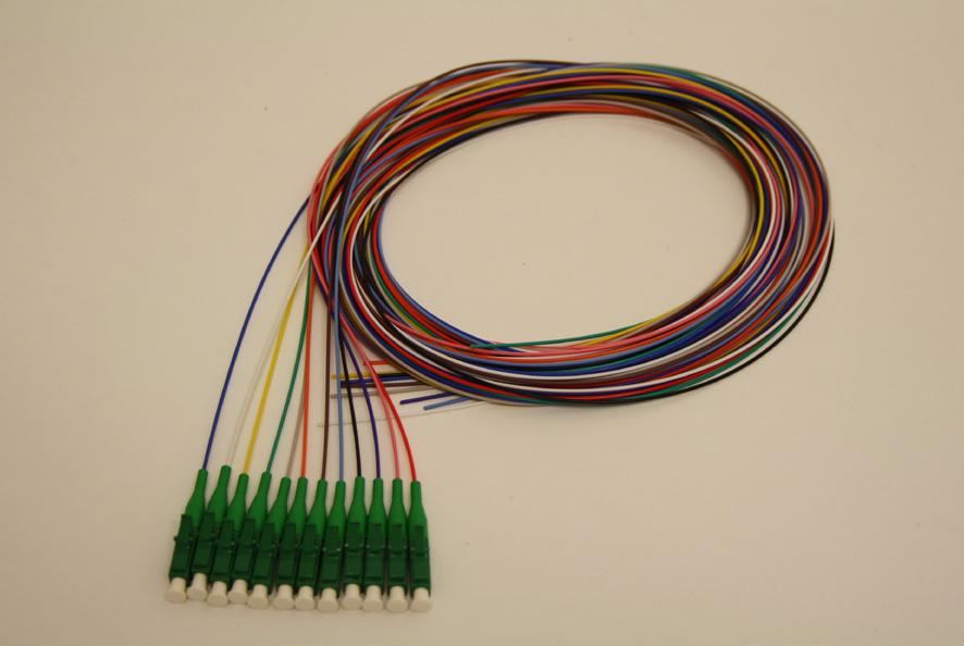duplex (LC-D), LC quad (LC-Q), LC/APC duplex and LC/APC quad. All the adapters have zirconia sleeves and blue body for ordinary single-mode fibre connections and green for APC connections.