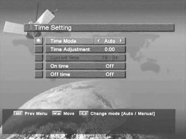3. D. TIME SETTING 4. SYSTEM SETTINGS You can change the time of your receiver and also swith on/off the timer function in this menu.