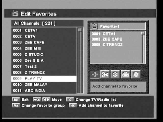 2. EDIT FAVORITES You can edit the favorite channel list, such as add/delete a channel or move its position, which facilitates you to easily find your favorite channel from the favorite channel list.