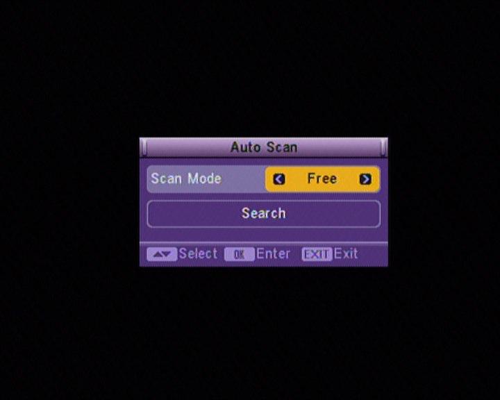 - Move highlight to OK and press [OK] key to enter Auto Scan menu. - Press key to select scan mode.
