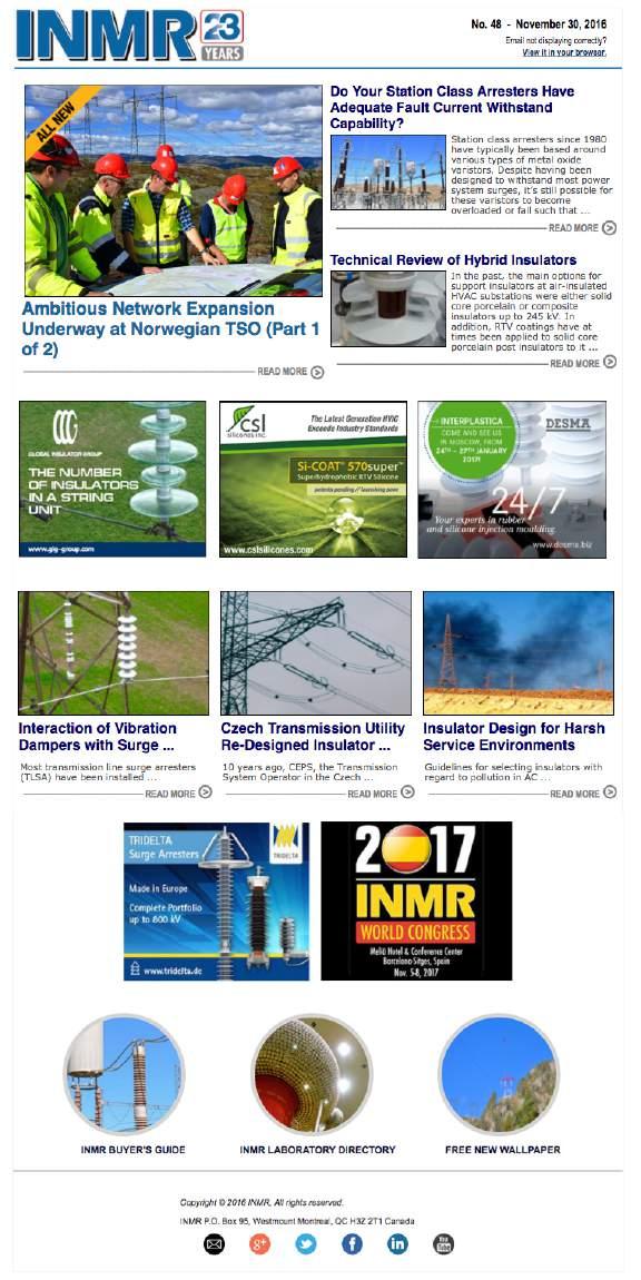 INMR 8,000+ READERS WORLDWIDE WEEKLY. The WEEKLY TECHNICAL REVIEW provides weekly topics on the HV/HP.