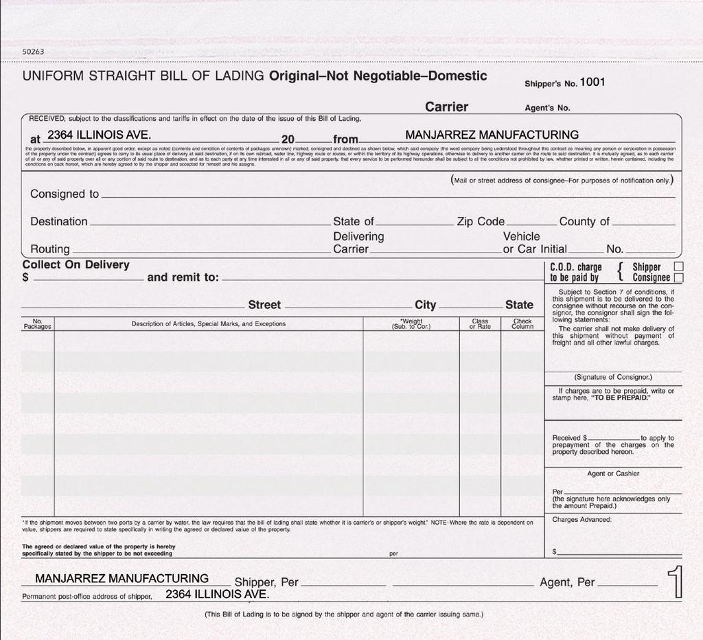 Shipping Forms Imprint area: Your Company Name - 1