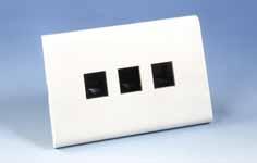 Italian Keystone-Type Wall Outlets Available in one model, configurable up to three ports Faceplates are supplied with break-away tabs over the ports to increase configuration flexibility Unused