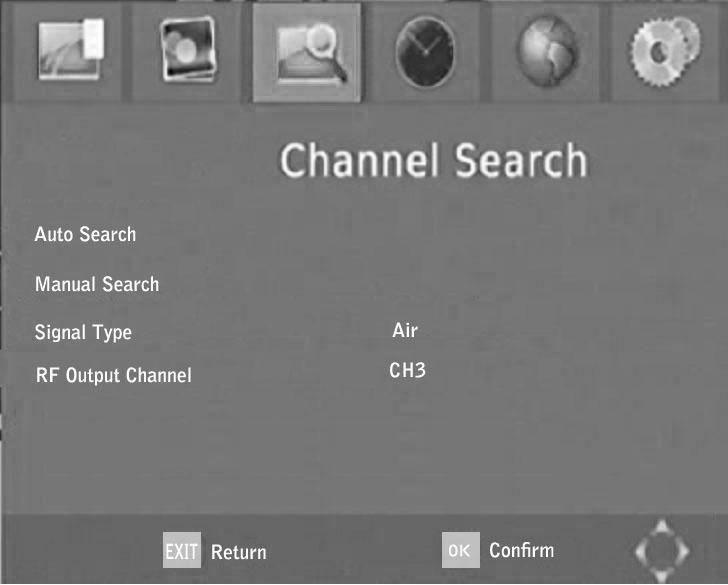 Channel Search If Picture is selected, the follows screen will appear: 1. If Auto Search is selected, press the Direction buttontoautosearchand stored the available TV stations. 2.