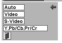 INPUT button Video Computer MENU OPERATION Press MENU button and ON-SCREEN MENU will appear. Press POINT LEFT/RIGHT button to move a red frame pointer to INPUT Menu icon.