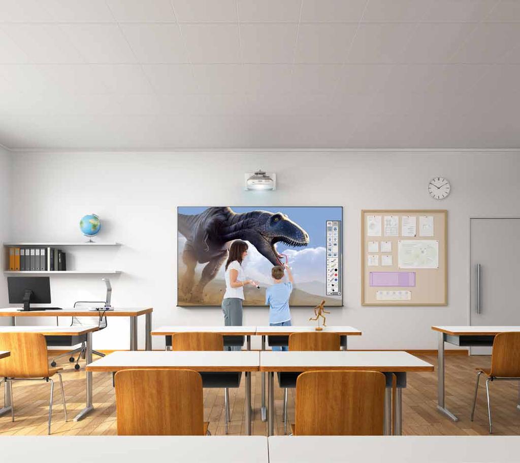 MAKE ANY FLAT SURFACE INTERACTIVE Create an interactive presentation on any wall or tabletop. Enhance the learning environment by getting students closely involved in presentations.