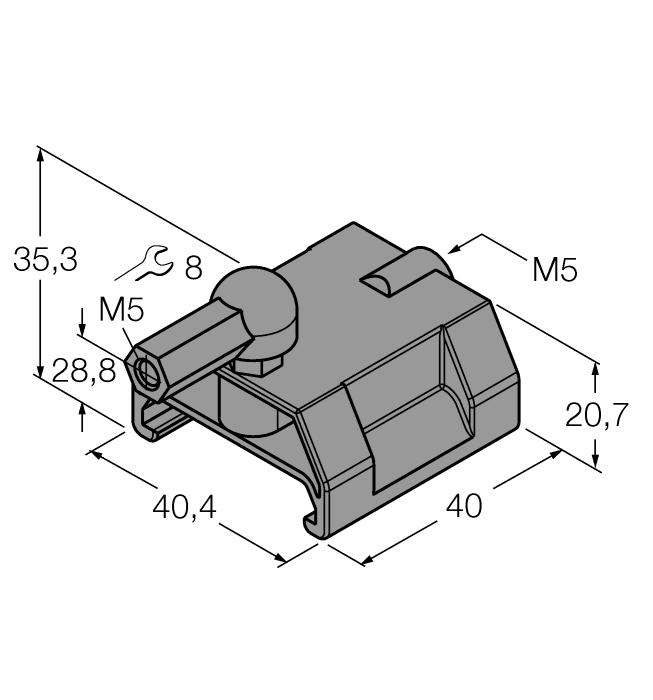 P1-Li-Q25L 6901041 Guided positioning element for Li-Q25L, inserted in the sensor guide.
